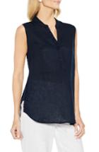 Women's Vince Camuto Bobble Dot Linen Blouse, Size - Blue