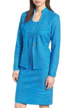 Women's Ming Wang Jacquard Knit Long Sleeve Jacket - Blue