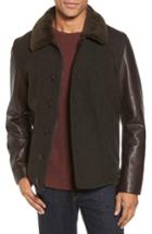 Men's Schott Nyc Genuine Shearling Collar N-1 Deck Jacket - Beige