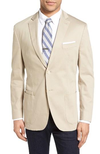 Men's Jkt New York Trim Fit Stretch Cotton Blazer R - Beige