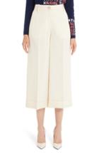 Women's Valentino Stretch Wool Gabardine Cuffed Crop Pants - Blue