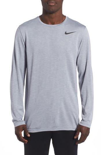 Men's Nike Long Sleeve Training T-shirt, Size - Grey