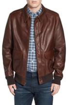 Men's Schott Nyc 'a-2' Pebbled Leather Bomber Jacket - Brown