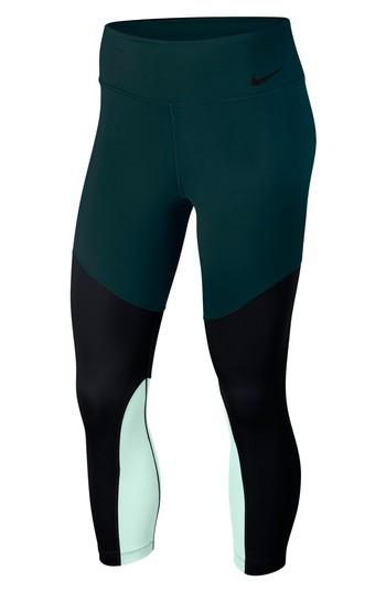 Women's Nike Power Mid-rise Training Crop Leggings - Green