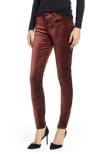 Women's Paige Verdugo Stretch Velvet Skinny Pants - Pink