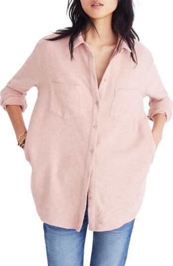 Women's Madewell Flannel Sunday Shirt, Size - Pink