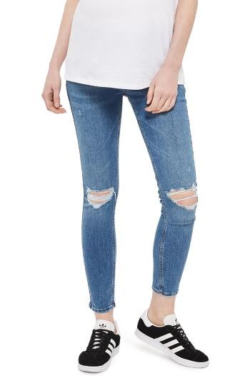 Women's Topshop Jamie Rip Maternity Jeans X 30 - Blue