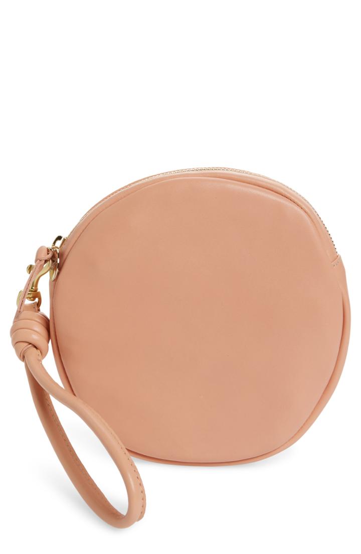 Clare V. Lambskin Leather Circle Clutch -