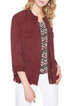 Petite Women's Sanctuary Roy Frayed Surplus Jacket, Size P - Burgundy