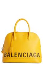 Balenciaga Medium Logo Leather Satchel With Water-repellent Coat - Yellow