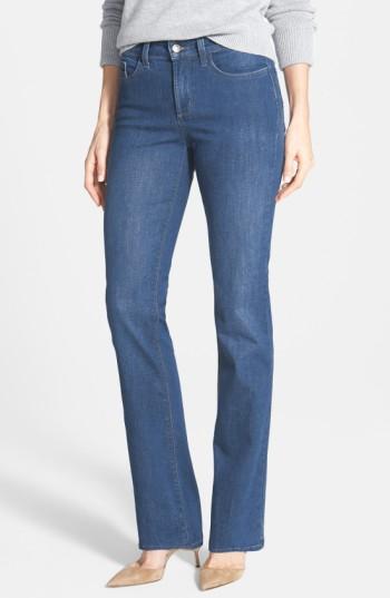 Petite Women's Nydj 'marilyn' Stretch Straight Leg Jeans - Blue