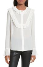 Women's The Kooples Pleated Ruffle Shirt - Ivory