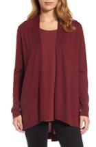 Women's Eileen Fisher Shaped Tencel Blend Cardigan - Burgundy
