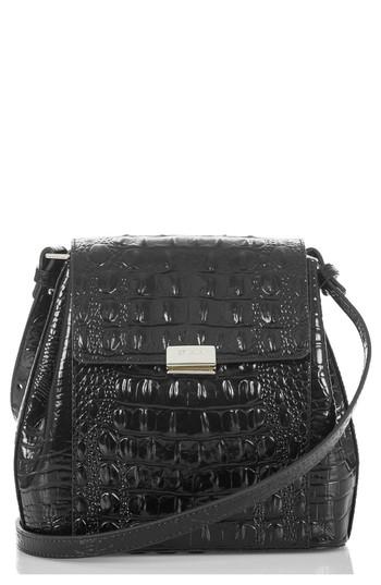 Brahmin Margo Croc Embossed Leather Crossbody Bag - Black