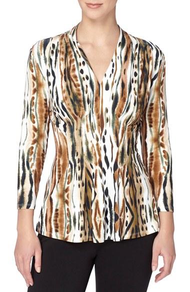 Women's Catherine Catherine Malandrino 'rea' V-neck Print Top - White