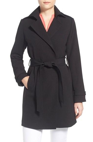 Women's T Tahari Crepe Trench Coat - Black