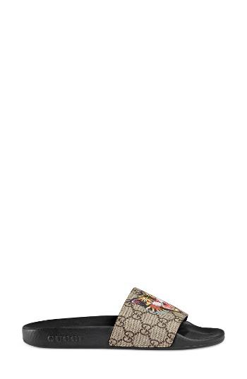 Women's Gucci Pursuit Tiger Print Slide Sandal Us / 35eu - Beige