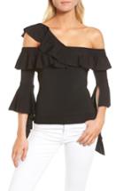 Women's Chelsea28 Cascading Ruffle One-shoulder Top, Size - Black