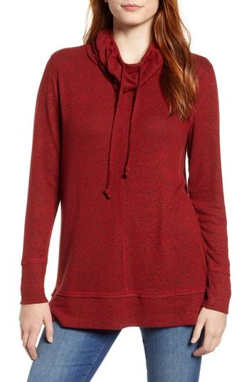 Women's Caslon Cowl Hood Pullover - Red