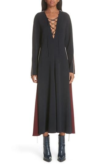 Women's Stella Mccartney Bicolor Lace Up Dress Us / 42 It - Blue