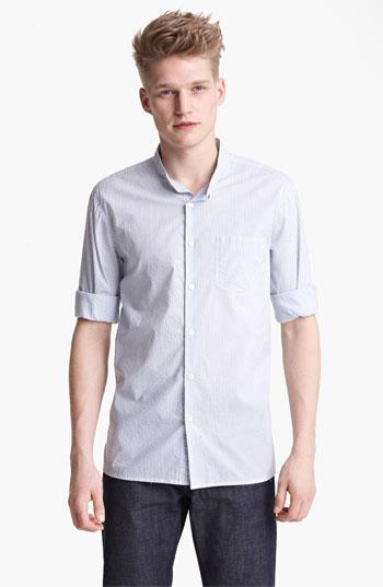 Steven Alan 'amos' Band Collar Woven Shirt Light