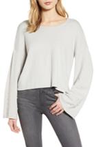 Women's Cupcakes And Cashmere Imitation Pearl Embellished Bell Sleeve Crop Sweater - Ivory