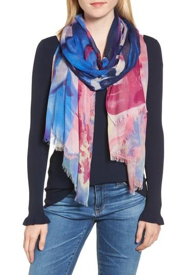 Women's Nordstrom Print Modal & Silk Scarf, Size - Blue