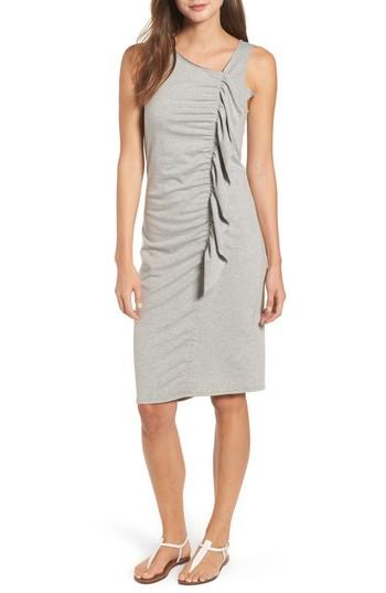 Women's Bobeau French Terry Ruffle Front Dress - Grey