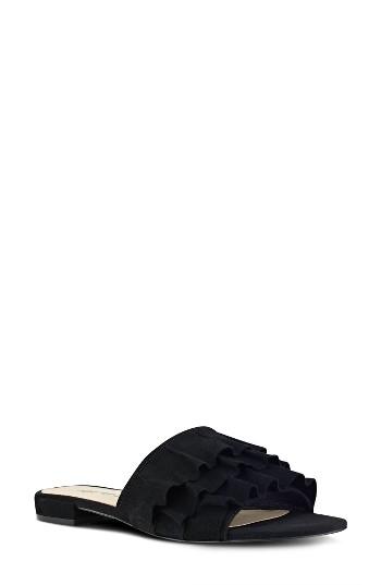 Women's Nine West Ivarene Ruffle Slide Sandal M - Black