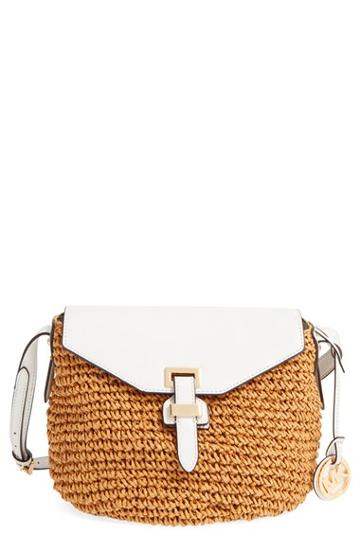 Michael Michael Kors 'medium Naomi' Straw & Leather Messenger Bag
