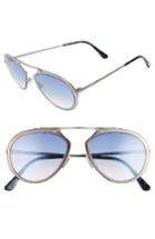Men's Tom Ford Dashel 58mm Aviator Sunglasses - Dark Ruthenium/ Gradient Blue