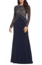 Women's Adrianna Papell Beaded Long Sleeve Gown