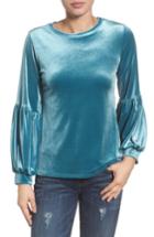 Women's Halogen Blouson Sleeve Stretch Velvet Top, Size - Blue