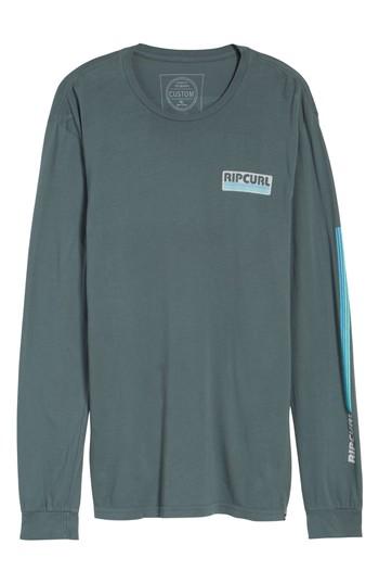 Men's Rip Curl The Pump Long Sleeve Logo Graphic T-shirt, Size - Blue/green