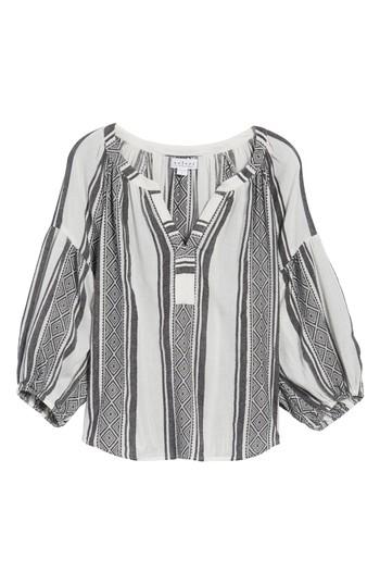 Women's Velvet By Graham & Spencer Jacquard Stripe Peasant Blouse - Ivory