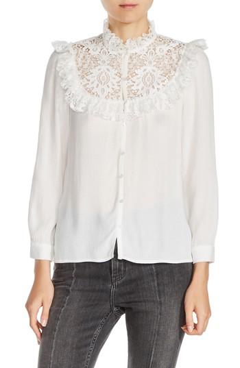 Women's Maje Lace Yoke Blouse - White