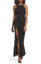 Women's Fame And Partners Dragon Eyes Lace Column Gown - Black