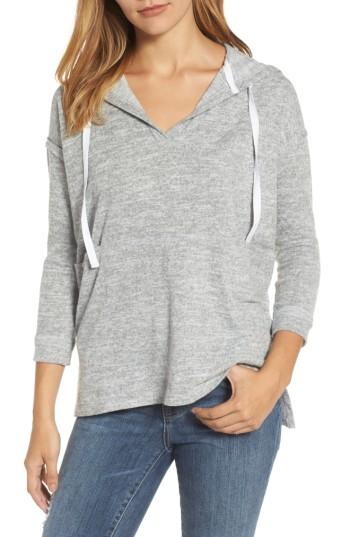 Women's Caslon Front Pocket Knit Hoodie, Size - Grey
