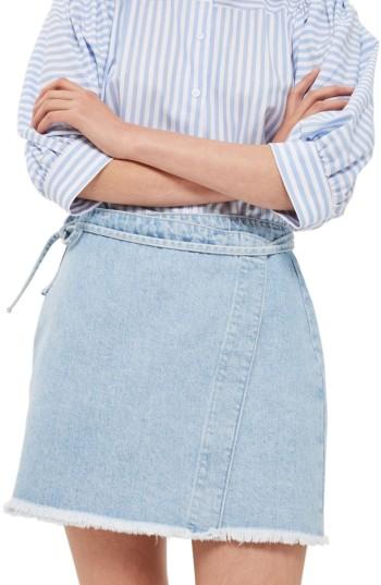 Women's Topshop Tie Wrap Denim Skirt Us (fits Like 0-2) - Blue