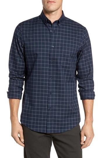 Men's Nordstrom Men's Shop Regular Fit Non-iron Plaid Sport Shirt - Blue