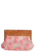 Sondra Roberts Perforated Faux Leather Frame Clutch - Pink
