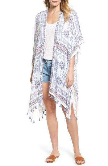 Women's Caslon Print Tassel Wrap, Size - Blue