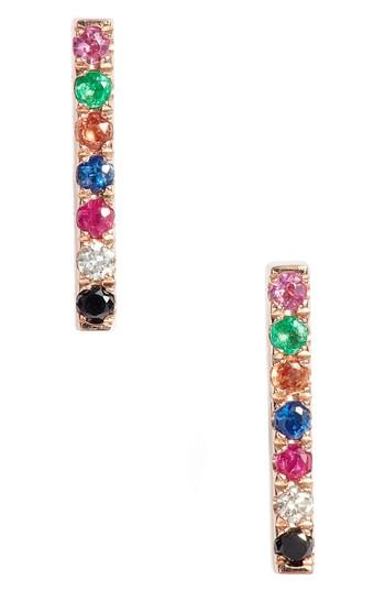 Women's Ef Collection Diamond Rainbow Bar Stud Earrings