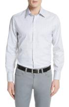 Men's Canali Regular Fit Check Sport Shirt - White