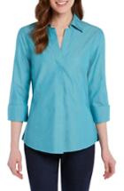 Women's Foxcroft Fitted Non-iron Shirt (similar To 14w) - Blue/green