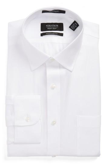 Men's Nordstrom Men's Shop Traditional Fit Solid Dress Shirt .5 - 32/33 - White