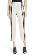 Women's Theory Hans Stripe Pull-on Silk Trousers - Ivory