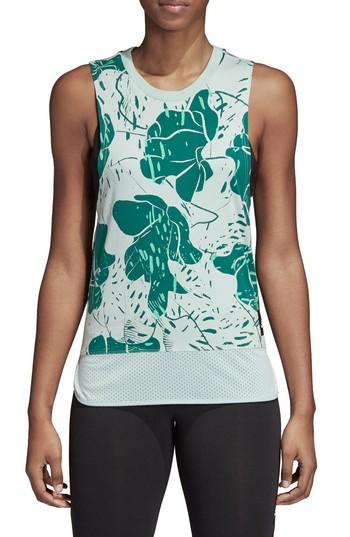 Women's Adidas Mesh Side Tank - Green
