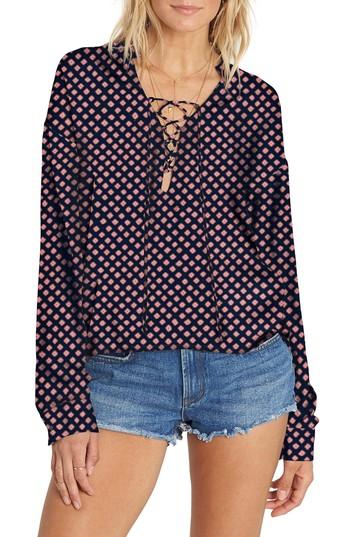 Women's Billabong Finding Happiness Lace Up Top - Blue