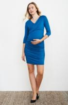 Women's Maternal America Wrap Maternity Dress - Blue/green